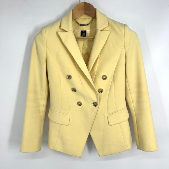 White House Black Market Jackets & Blazers - White House Black Market Yellow Double Breasted Blazer Gold Buttons 00P